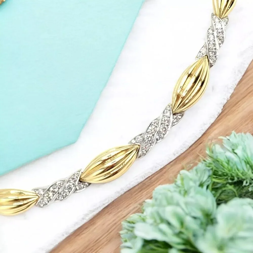 Authentic! Tiffany & Co 18k Yellow + White Gold 4ct Diamond Candy Necklace
